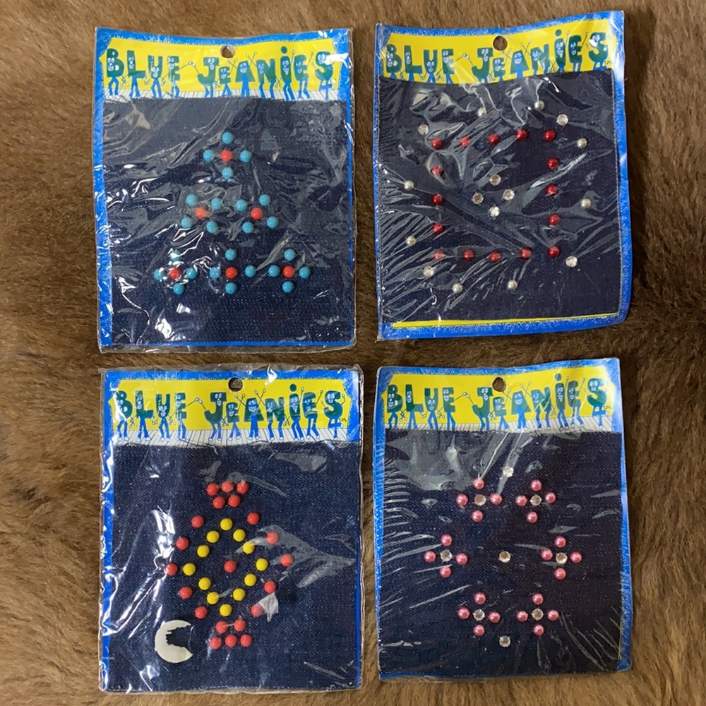 70s Denim Jeans Knee Patches Blue Jeanies Denim Lot of 4